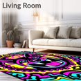 thumbnail image 2 of ODIKA 4'x6' Machine Washable Non-Slip Area Rug, French Portrait Interlocking Pop Art with Festive Ornaments High Traffic Rug with Pad, Pink, 743807, 2 of 8