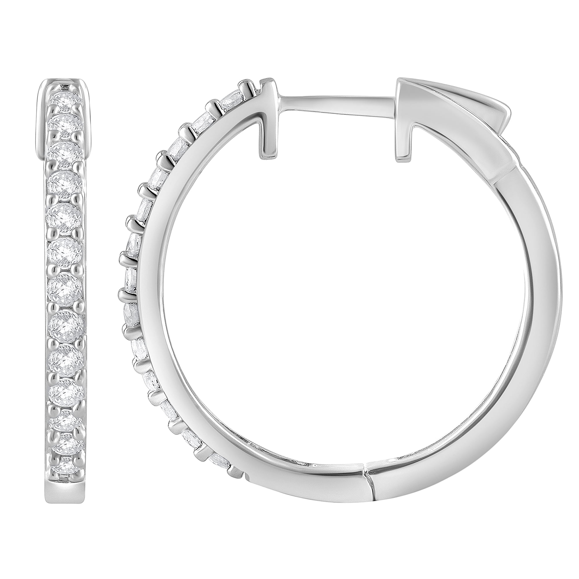 Unique Moments 1/2 Ct Round Lab Grown Diamond Hoop Earrings in Sterling Silver for Women