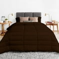 thumbnail image 2 of 1 Piece Luxury Long Box Pattern Comforter By D.N.G. BEDDINGS Premium Super Soft, All Season, 800 Thread Count, 100% Egyptian Cotton, King/California King Size Chocolate Color, 2 of 5