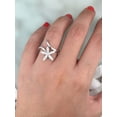 thumbnail image 2 of HeartsAndYou 1ct Round Cut Moissanite Engagement Ring for Women Flower Bypass 18k White Gold Over Silver, 2 of 9