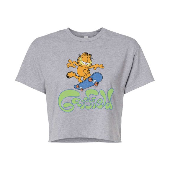 Garfield - Garfield Skater Logo - Juniors Cropped Cotton Blend T-Shirt
