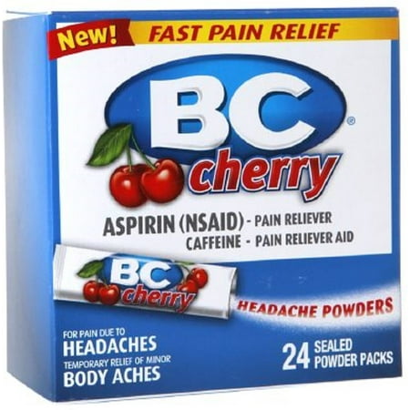 BC Aspirin Fast Pain Relief Powder | Relieves Headaches and Body Aches | Cherry Flavored 24 (Best Way To Relieve Headache)