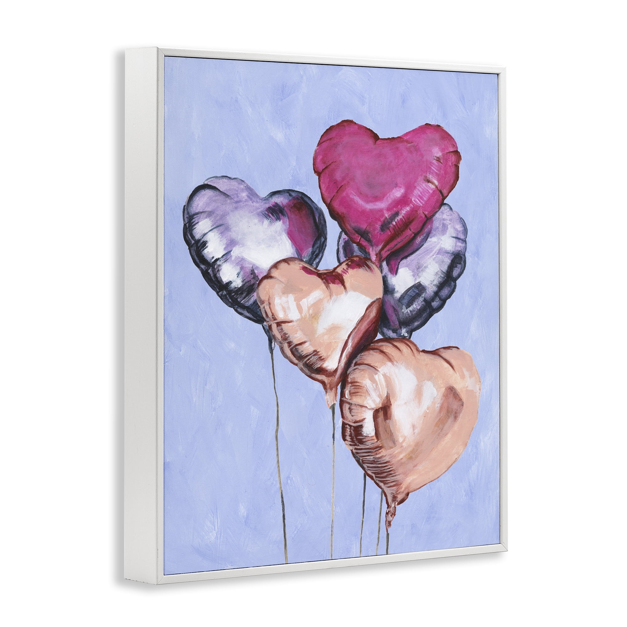 Stupell Industries Vibrant Heart Balloons White Framed Giclee Art, design by Michael Willett