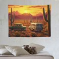 thumbnail image 4 of COMIO  Desert Saguaro Tapestry Sun Cactus Wall Tapestry Sunrise Mountains Wall Hanging Tapestry Tropical Saguaro with Abandoned Vehicle Tapestry for Bedroom Living Room Dorm, 4 of 7