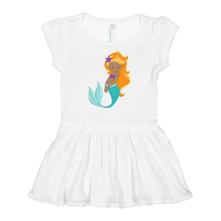 

Inktastic African American Mermaid Orange Hair Starfish Gift Baby Girl Dress