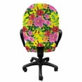 thumbnail image 3 of Flower Office Chair Slipcover, Blooming Hibiscus in Different Colors with Green Foliage on Yellow Tropical Summer, Protective Stretch Decorative Fabric Cover, Standard Size, Multicolor, by Ambesonne, 3 of 5
