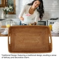 thumbnail image 3 of Rattan Tray with Handles, Large Rutice Serving Basket Tray, Handmade Large Rectangular Decorative Tray for Fruit, Dessert, Kitchen, Home, 3 of 7