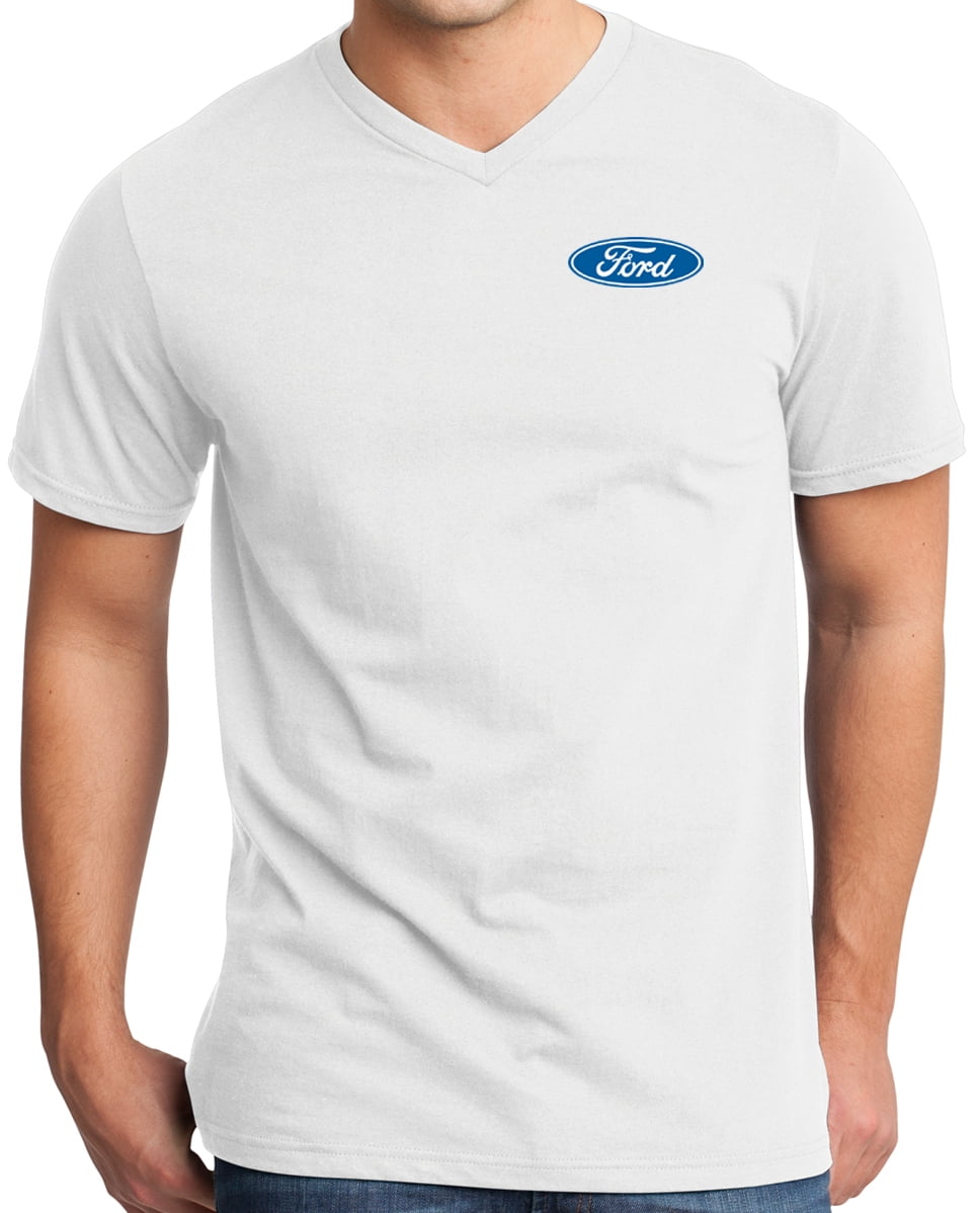 Mens Ford Oval Logo (pocket print) V-neck Tee Shirt - White, Extra Small - Walmart.com