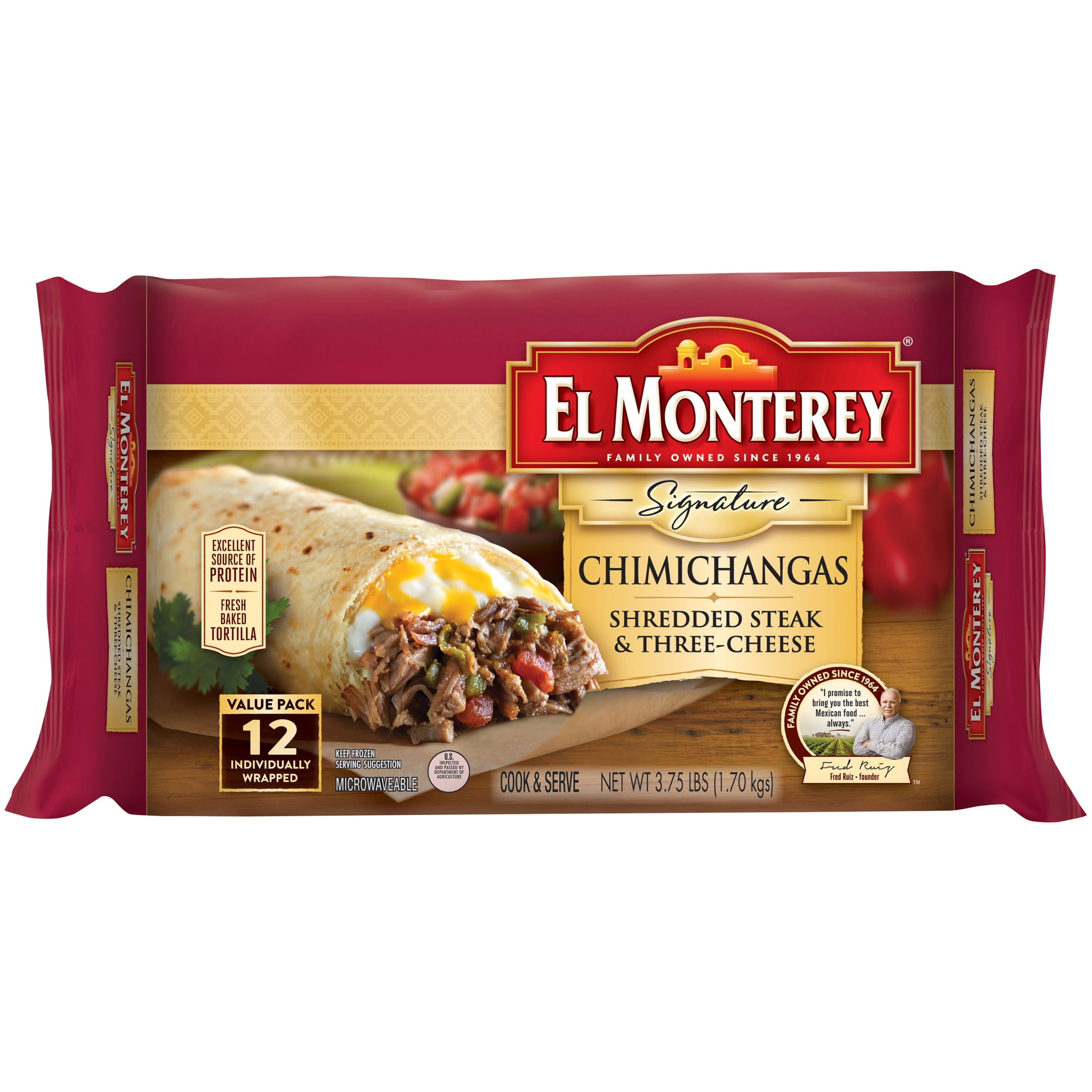 El Monterey® Signature Shredded Steak & ThreeCheese Chimichangas 12 ct