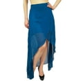 thumbnail image 5 of Bimba Women's Asymmetrical Blue Georgette Half lined High Low Sheer Skirt -XXXL, 5 of 5