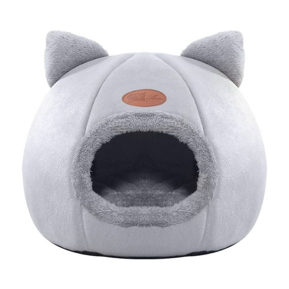 FYTPOV Warm Cat Bed, Cute Cat Cave Bed with Removable Cushion, Washable Kitten Nest Cat Head Shape House for Cats Puppy Small Dogs, L