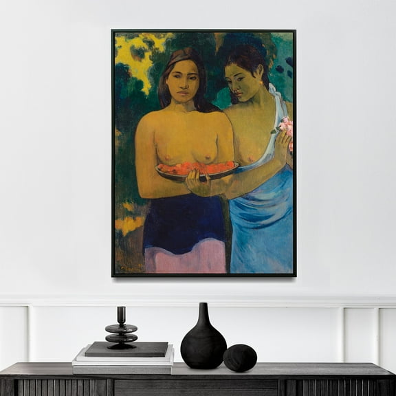 Two Tahitian Women - 1899 | Paul Gauguin | Premium Fine Art Print | 19th Century French | Symbolism, Post-Impressionism | Portrait | Architecture
