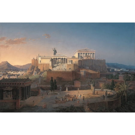 24x36 gallery poster, The Acropolis, Athens 1846 painting by Leo von Klenze