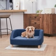 thumbnail image 4 of Teamson Pets Bennett Linen Sofa Dog Bed for Pets Up to 66 lbs, Navy, 4 of 10