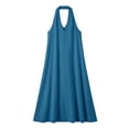 thumbnail image 7 of QUNYINEY Sleeveless Womens Summer Dresses Plus Size A Line Long Beach Blue Sundress Vacation Halter Loose Fit Casual Dresses, 7 of 7