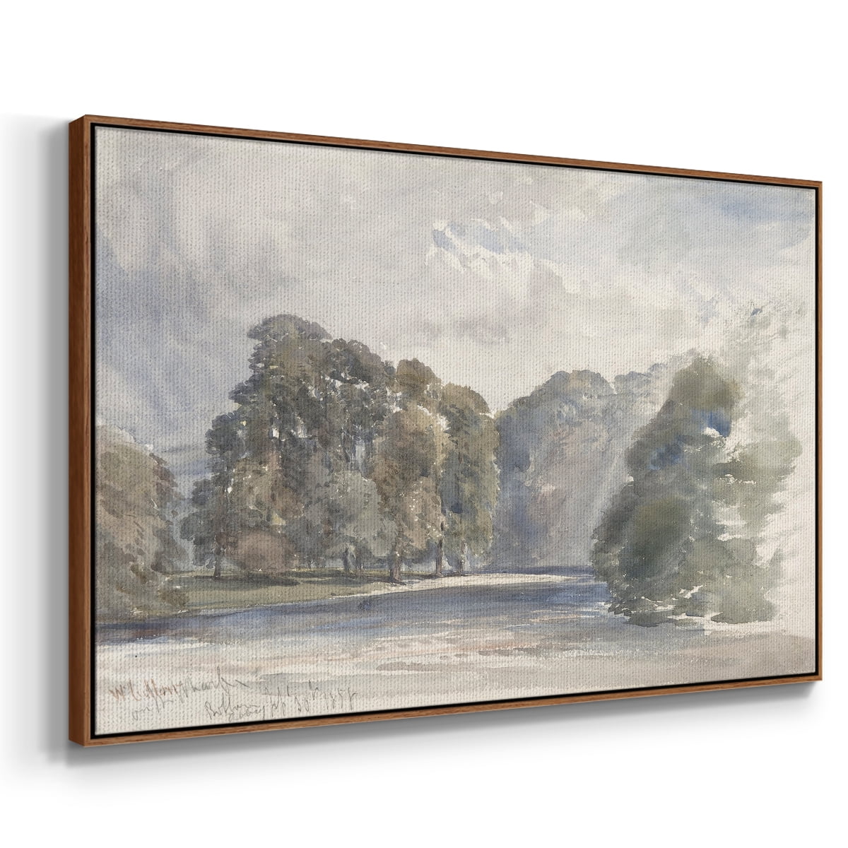 Vintage Landscape-CCCLIII By Wexford Home Framed in Walnut Wood Gallery Wrapped Canvas 27 in. x 41 in.