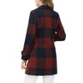 thumbnail image 4 of Allegra K Women's Notched Lapel Long Sleeves Double Breasted Plaids Overcoat, 4 of 7