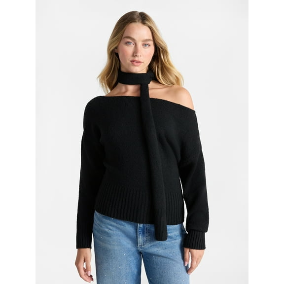 No Boundaries Scarf Sweater, Midweight, 2-Piece, Women’s