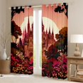 thumbnail image 2 of Homewish Vintage Castle Kitchen Curtains for Princess Girls, Botanical Tree Floral Black Out Curtains Pack of 2 (42x63 Each), 2 of 5