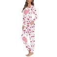 thumbnail image 2 of Renewold Winter Pajamas for Women 2pcs Personalized Relaxed Home Life Outfits Loungewear Size L Pink Hearts Crewneck Sleepwear Tracksuit, Valentine's Day, 2 of 4