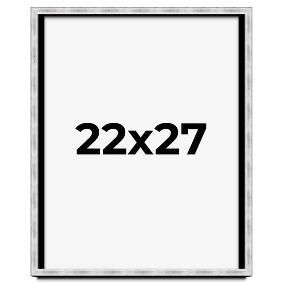 22x27 Frame Brushed Silver Solid Wood Picture Frame | 0.75 Inch Moulding Width | Rabbet Depth 0.75