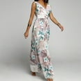 thumbnail image 6 of Fesfesfes Women Dress Bohemian V-Neck Loose Sleeveless Print Ankle-Length Dress or, 6 of 9