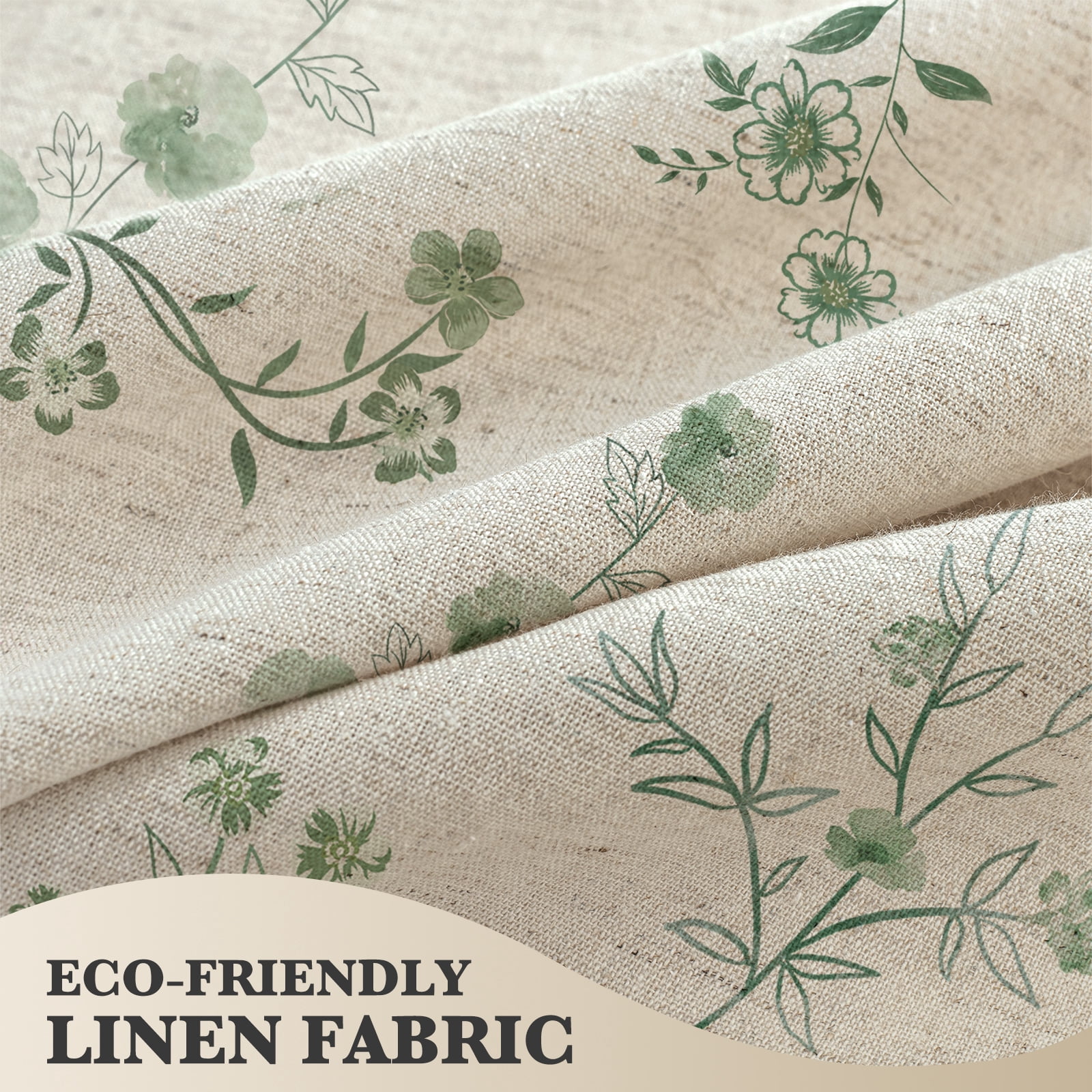 Seasonwood Floral Shower Curtain,French Country Fabric Shower Curtain for Bathroom Decor,12 Hooks,Green,72"x72"