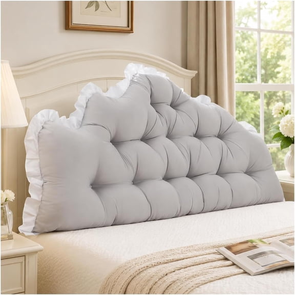 Dorm Headboard Pillow, Dorm Headboard Pillow for Sitting Up In Bed, Ideal Reading Headboard Pillow Perfect for College Dorm Beds (Light Grey, Twin 90cm / 35")
