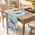 thumbnail image 4 of Ocean Turtles Table Runner Blue Yellow Sea Star Shell Coral Yellow Blue Stripes Table Runners Dresser Scarves Holiday Kitchen Dining Table Decoration for Home Party Indoor 13x70 Inch, 4 of 9