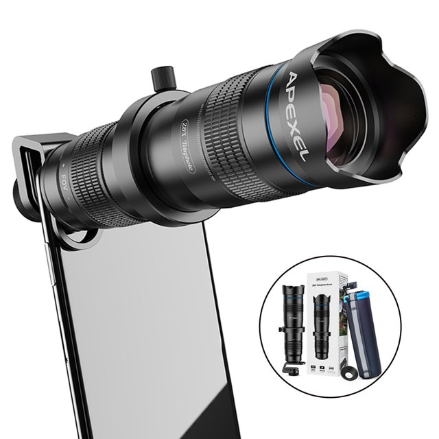Telescopio binocular externo de tubo único HD de concierto de 28 veces de metal, lente de teléfono universal
