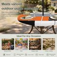 thumbnail image 6 of Round Outdoor Tablecloth with Umbrella Hole and Zipper, Burnt Orange Black Grey Tablecloth with Elastic Waterproof, Modern Irregular Geometric Abstract Patio Table Covers for 55" - 60" Pool Tables, 6 of 9