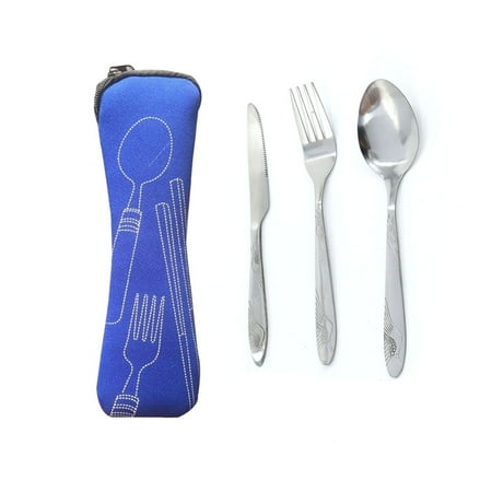 

iTECHOR Stainless Steel Cutlery Set Dinnerware Sets Lightweight Outdoor Portable Tableware Set with Cloth Bag Lunch Tools Set
