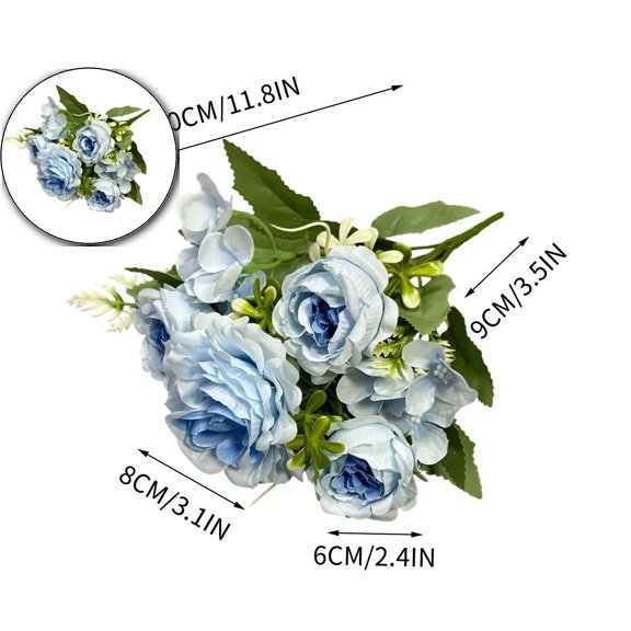 Artificial Flowers Fake Silk Hydrangea Flower Simulation Hand Tied Bouquet for Home Hotel Office Wedding Party Garden Decor
