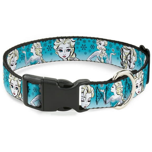 Disney Pet Collar, Dog Collar Plastic Buckle, Anna Snowflakes Frozen Art Collection Poses, 20 to 31 Inches 1.5 Inch Wide