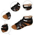 thumbnail image 5 of Rokment Wedge Low Heels Gladiator Sandals for Women Beach Roman Casual Leather Hollow out Open Toe Fisherman Flat Dress Summer Shoes Black Size 6, 5 of 7
