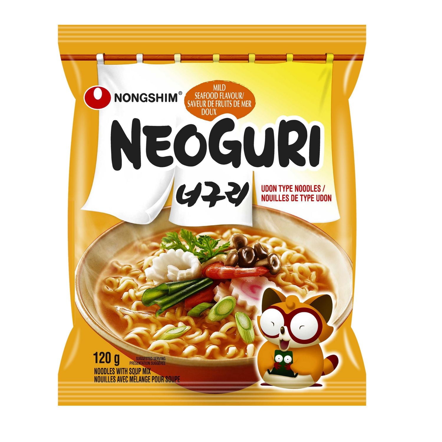 Nongshim Neoguri Mild Seafood Noodle Soup, 4 x 120g , Family Pack