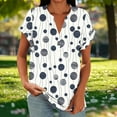 thumbnail image 2 of MaFYtyTPR Women's Short Sleeve Tops Fashion Casual Printed V-Neck Loose Raglan Sleeve Button Loose T-shirts Navy M, 2 of 5