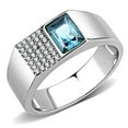 thumbnail image 1 of Men High Polished Stainless Steel Ring with Synthetic in Sea Blue - Size 9, 1 of 1