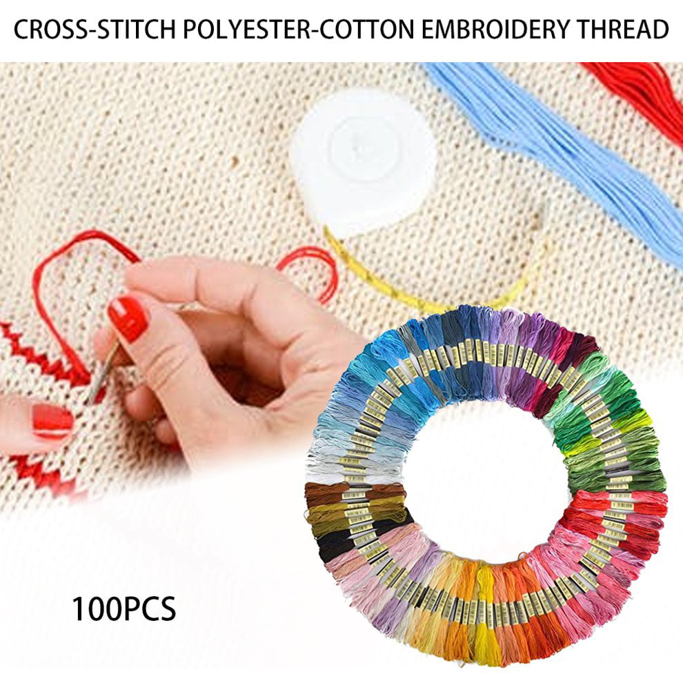 YXDS 50 Colors 100 Colors Cross Stitch Thread Polyester Cotton Embroidery Thread Rainbow Color Hand Embroidery Braided Thread 