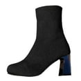 thumbnail image 2 of Mgmyaa Women's High Heel Boots Pointed Toe Stiletto Elastic Knitted Mid-Calf Pump Booties, 2 of 8