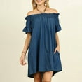 thumbnail image 1 of SMihono Robe d'Été Grande Taille pour Femmes 2023 Robe d'Été Grande Taille Robe Ample à Épaules Dénudées Chemise Hauts Robe, 1 of 6