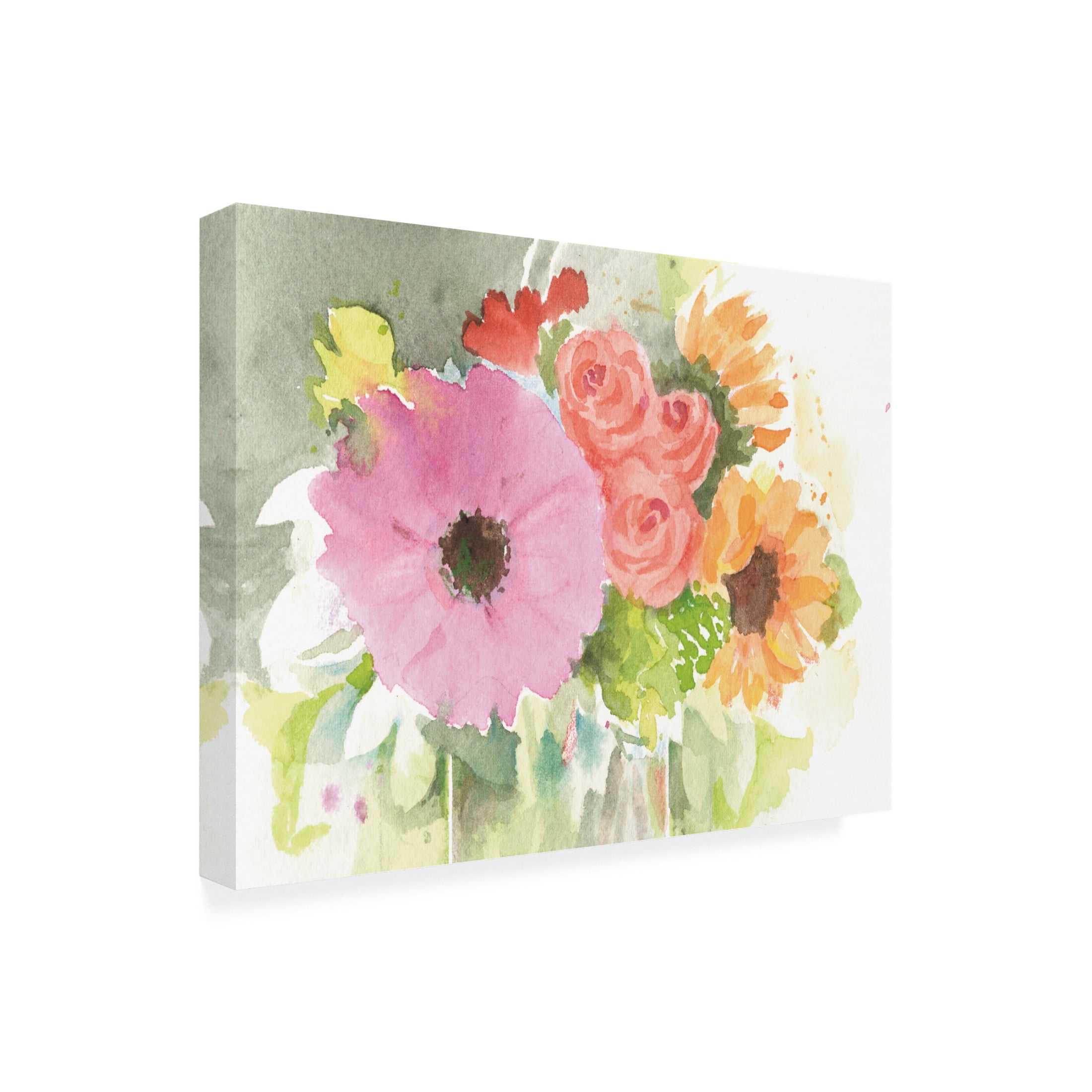 Canvas Wall Art - Sheila Golden 'The Birthday Bouquet' Wall Art for Living Room, Bedroom, or Office Décor by Trademark Fine Art - 19 x 14 Inches