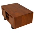 thumbnail image 4 of 36 Inch Rectangular Wooden Industrial Coffee Table, Open Compartments and Sled Base, Brown - Saltoro Sherpi, 4 of 9