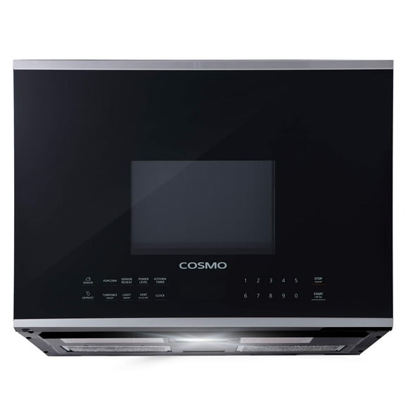 COSMO COS-2413ORM1SS Over the Range Microwave Oven with Vent Fan 1.34 cu. ft. Capacity 1000W 24 inch Black / Stainless Steel