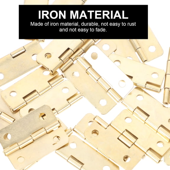 NICEXMAS 20Pcs Cabinet Hinges Small Folding Iron Hinges for DIY Wooden Box Replacement Yellow Color
