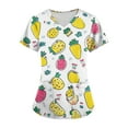 thumbnail image 2 of Women's Nursing Uniform Graphic Print Scrub Tops Summer Short Sleeve V Neck Workwear Stretchy Working Scrubs, 2 of 5