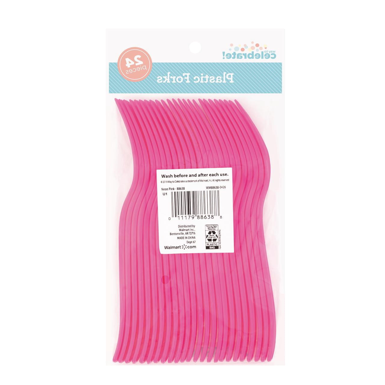 24 Count Pink Disposable Plastic Forks by Way To Celebrate
