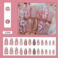 thumbnail image 2 of WBRRFJJ Set de 24 Uñas Postizas Almendra con Flores Rosas y Perlas 3D, 2 of 7