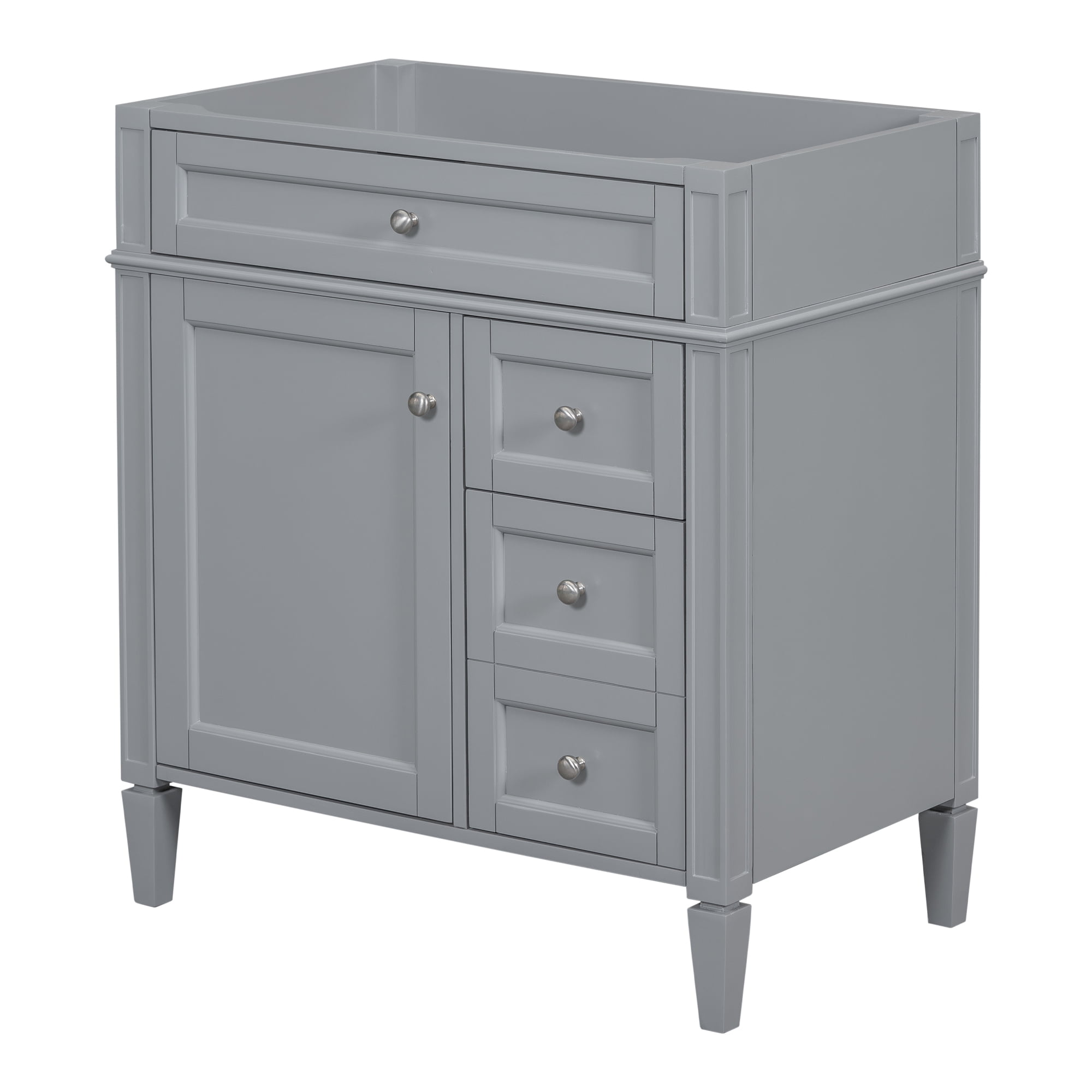 Euroco 30'' Bathroom Vanity without Top Sink, Modern Bathroom Storage Cabinet with 2 Drawers and a Tip-out Drawer (NOT INCLUDE BASIN)