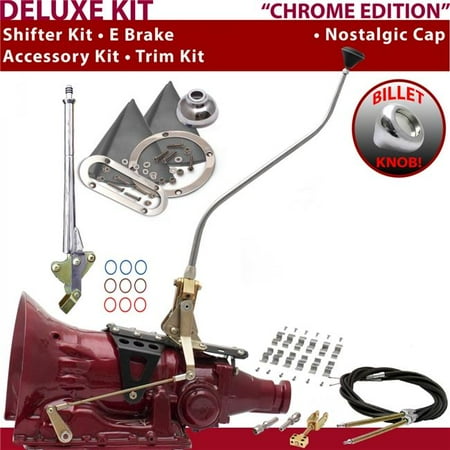 American Shifter C4 Shifter Kit Chrome 23 in. Swan E Brake Cable Clamp Trim Kit for F566F